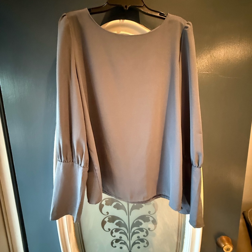 SHEIN Gray Blouse with Flared Sleeves